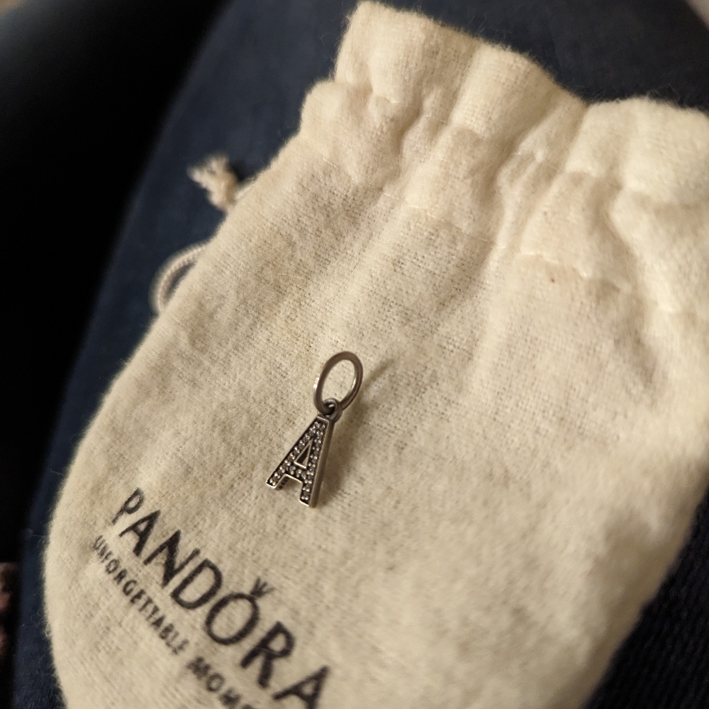 Pandora letter A dangle with cubic zirconia